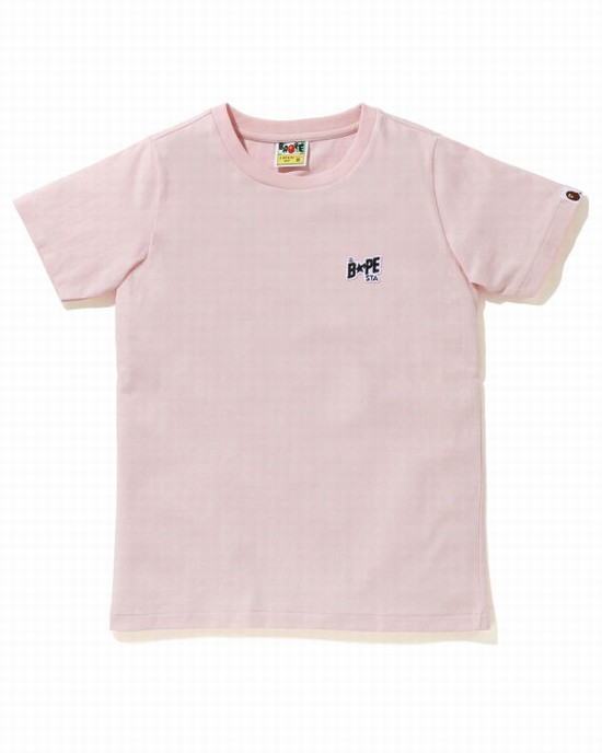 Camiseta Bape STA Logo One Point Mujer Rosas | WUNGH-7610