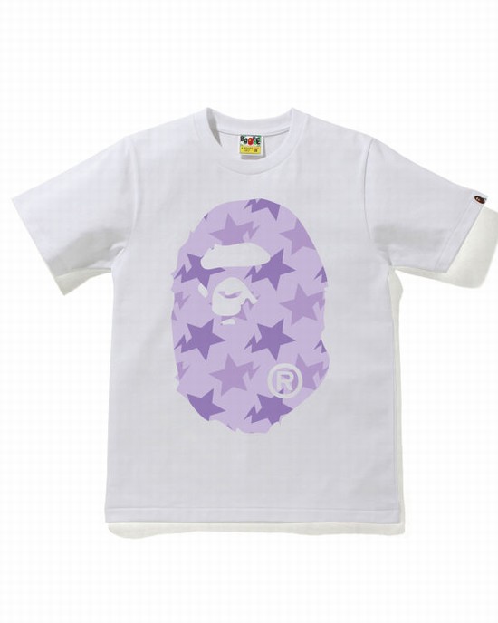 Camiseta Bape STA Pattern Big Ape Head Mujer Blancas | DNHVY-4870