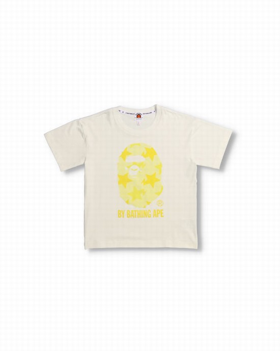 Camiseta Bape STA Pattern Oversized Niños Amarillo | SUXVA-8243