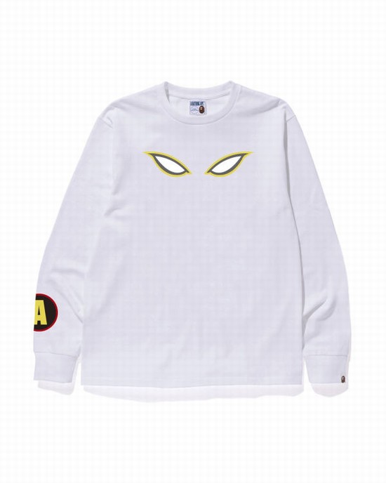 Camiseta Bape Shadow L/S Hombre Blancas | UBVKE-4153