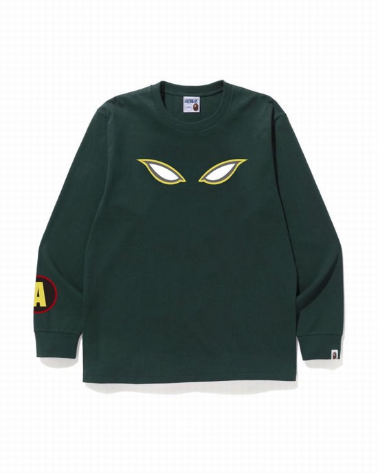 Camiseta Bape Shadow L/S Hombre Verde | IRMED-6014