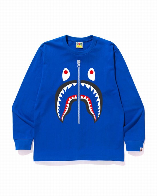 Camiseta Bape Shark Hombre Azules | AEGYI-2630