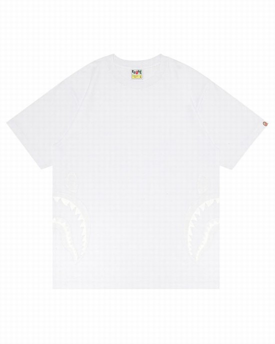 Camiseta Bape Side Shark Hombre Blancas | ZDRSN-3254