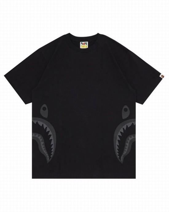 Camiseta Bape Side Shark Hombre Negras | PTLRO-2746