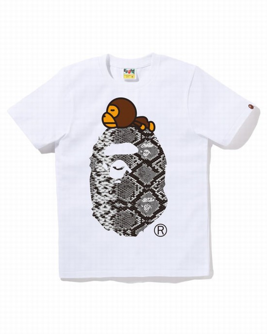 Camiseta Bape Snake Milo On Big Ape Mujer Blancas | WYRIJ-9078