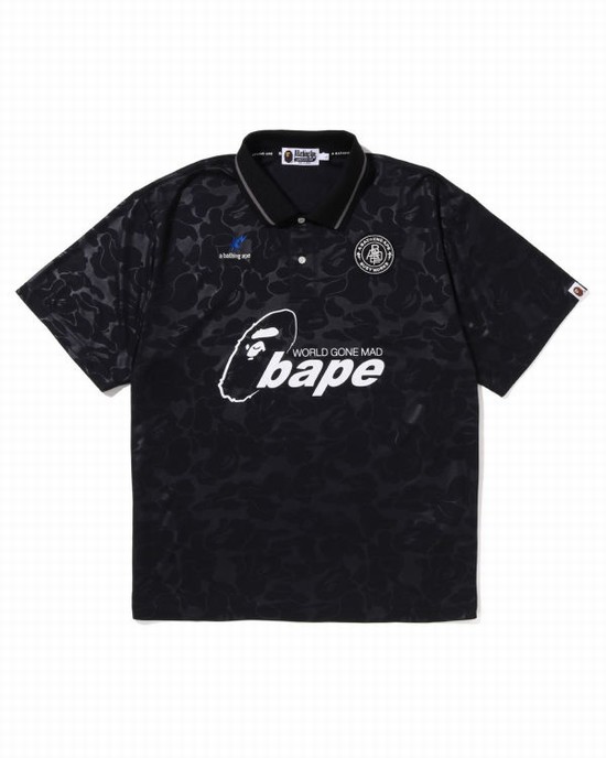 Camiseta Bape Soccer Game Relaxed Fit Polo Hombre Negras | DEGCS-2450