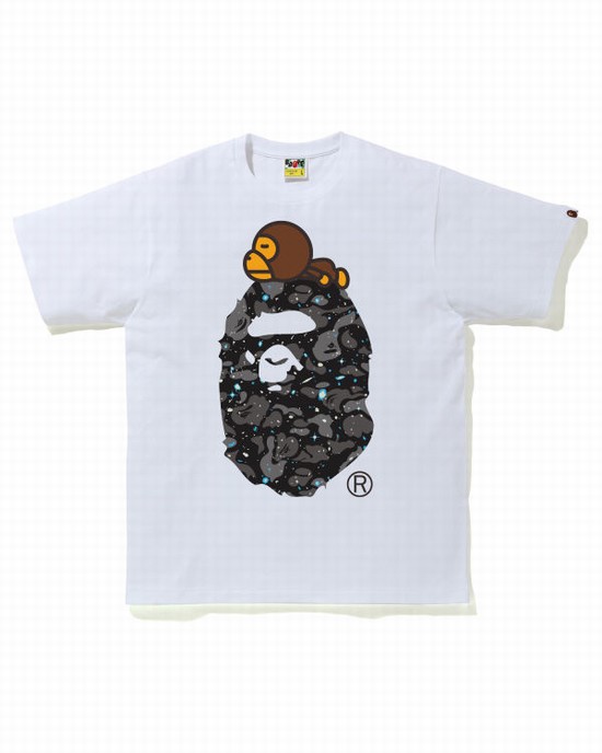 Camiseta Bape Space Camo Milo On Big Ape Hombre Blancas | JRFCA-5831