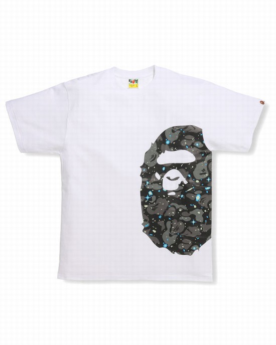 Camiseta Bape Space Camo Side Big Ape Head Hombre Blancas | HDSXA-4306