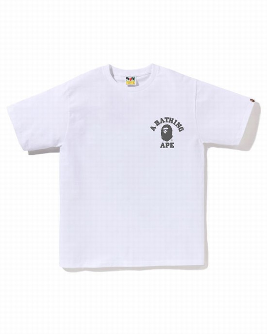 Camiseta Bape Speed Racer College ATS Hombre Blancas | ANBUL-5208