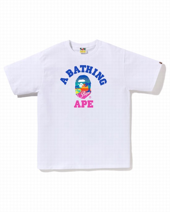 Camiseta Bape Sunset Beach Hombre Blancas | FMLHQ-5198