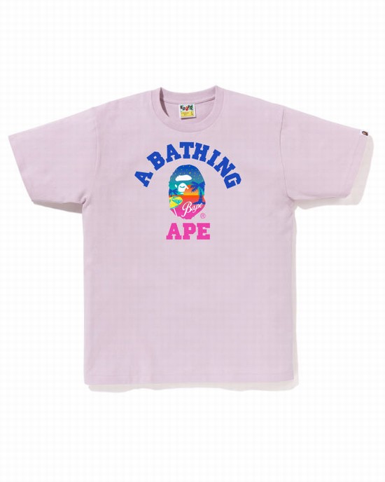 Camiseta Bape Sunset Beach Hombre Moradas | CRHBO-9642