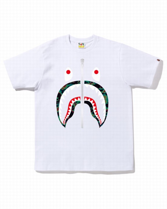 Camiseta Bape Thermography Shark Hombre Blancas | HZEPX-5064