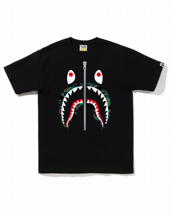 Camiseta Bape Thermography Shark Hombre Negras | WHUFD-8103