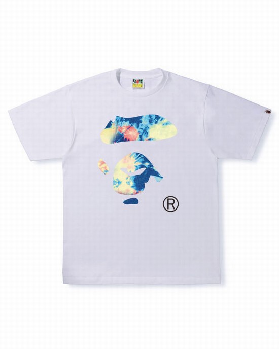 Camiseta Bape Tie Dye Ape Face Hombre Blancas | BFMSZ-6142