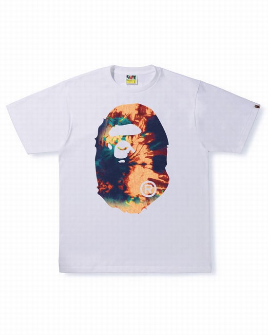 Camiseta Bape Tie Dye Big Ape Head Hombre Blancas | QDLOP-2364