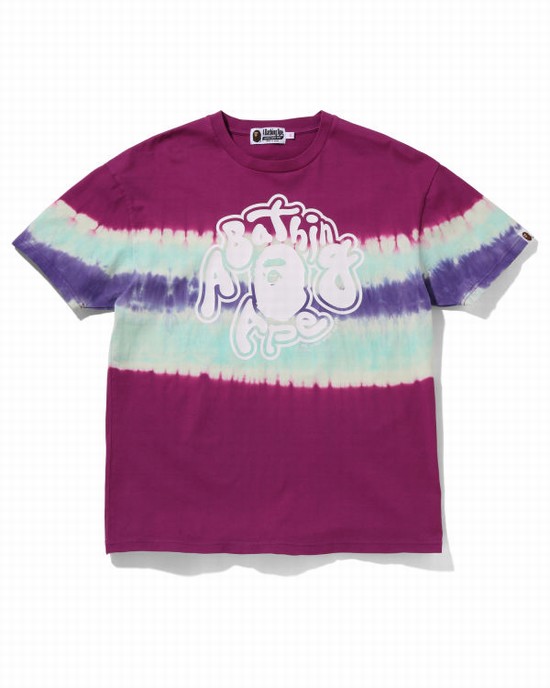 Camiseta Bape Tie-Dye Oversized Mujer Moradas | PBRFJ-2014