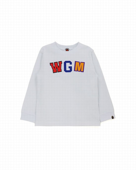 Camiseta Bape WGM Shark L/S Niños Blancas | WUAZX-2784