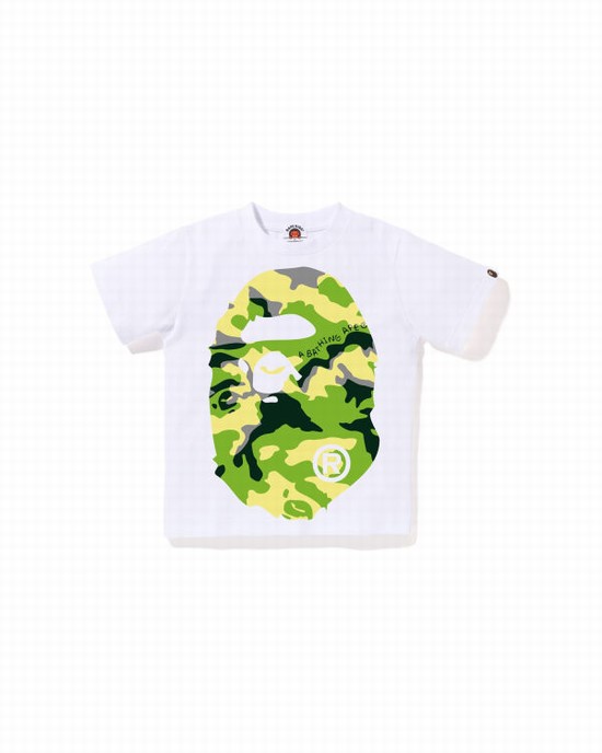 Camiseta Bape Woodland Camo Big Ape Head Niños Blancas | ZQAUF-8467