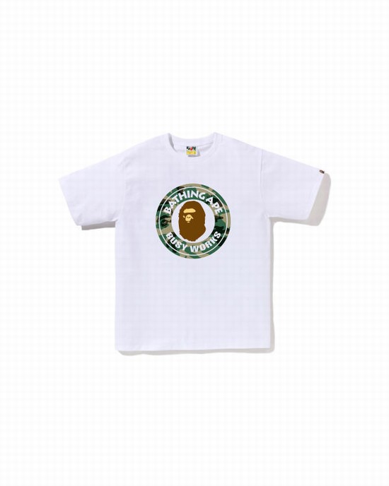 Camiseta Bape Woodland and Camo College Hombre Blancas | YVGTO-4083