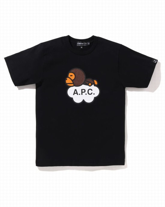 Camiseta Bape X A.P.C. Milo Anchos Mujer Negras | DZBPX-2904