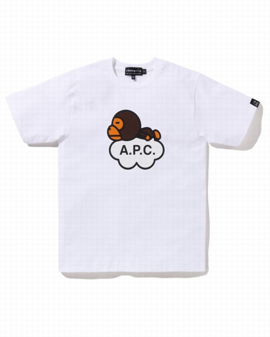 Camiseta Bape X A.P.C. Milo Anchos Mujer Blancas | OLTQY-5406