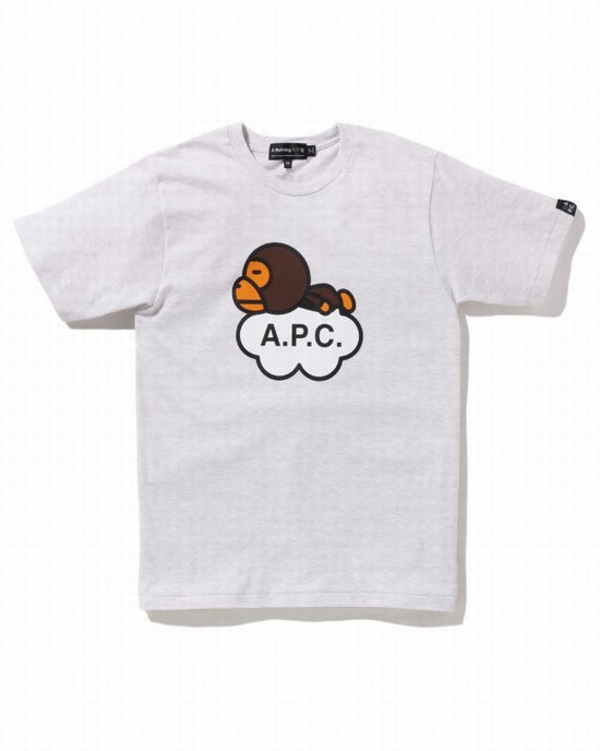 Camiseta Bape X A.P.C. Milo Anchos Mujer Gris | ZXDRG-8160