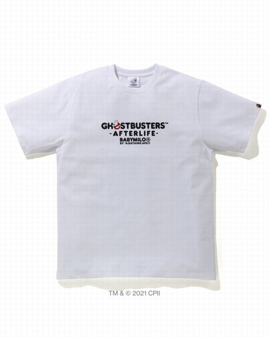 Camiseta Bape X Ghostbusters Milo Hombre Blancas | NAZOH-6427