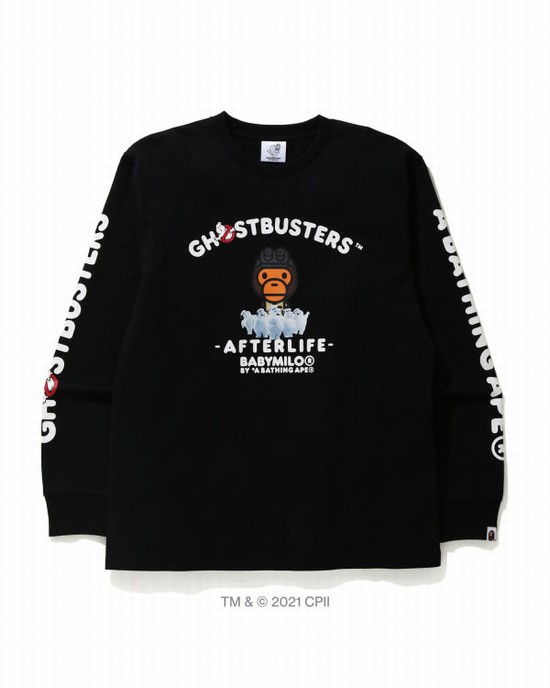 Camiseta Bape X Ghostbusters Milo Long Sleeve Hombre Negras | XLZBJ-0215