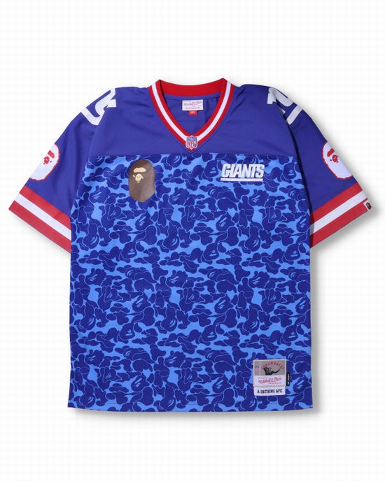 Camiseta Bape X M&N NFL New York Giants Legacy Jersey Hombre Azules | MQKHS-2703