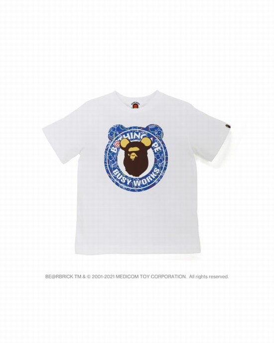 Camiseta Bape X Medicom Toy Camo BE@R Busy Works Niños Blancas | DCMIZ-1902