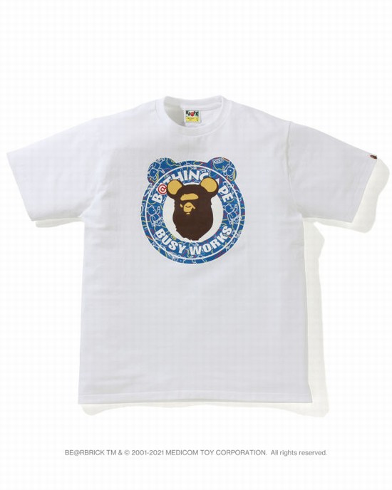 Camiseta Bape X Medicom Toy Camo BE@R Busy Works Hombre Blancas | RETCY-0267