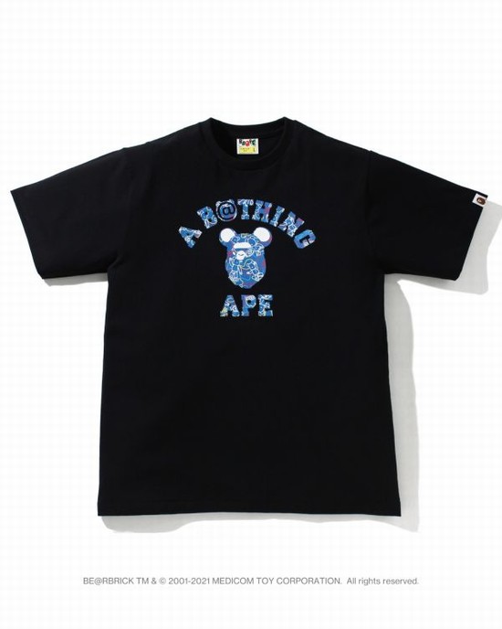 Camiseta Bape X Medicom Toy Camo BE@R College Hombre Negras | JBOLY-4960