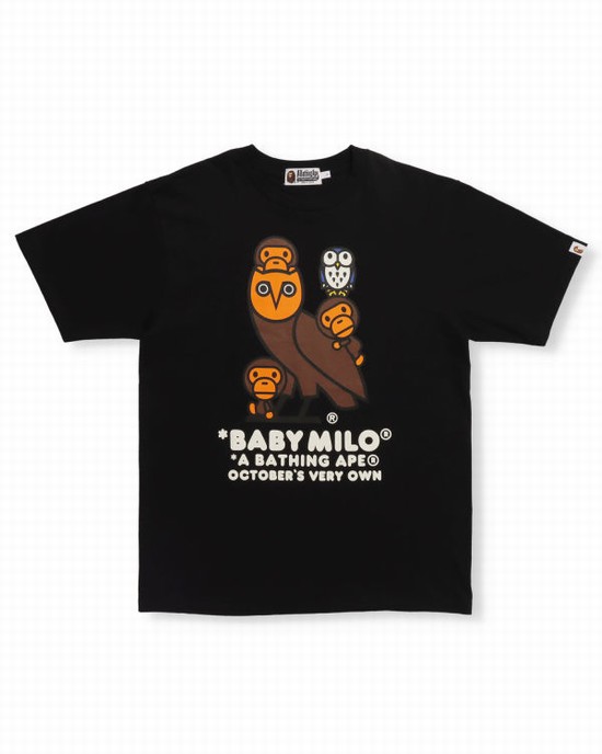 Camiseta Bape X OVO Milo Hombre Negras | HERUD-6381