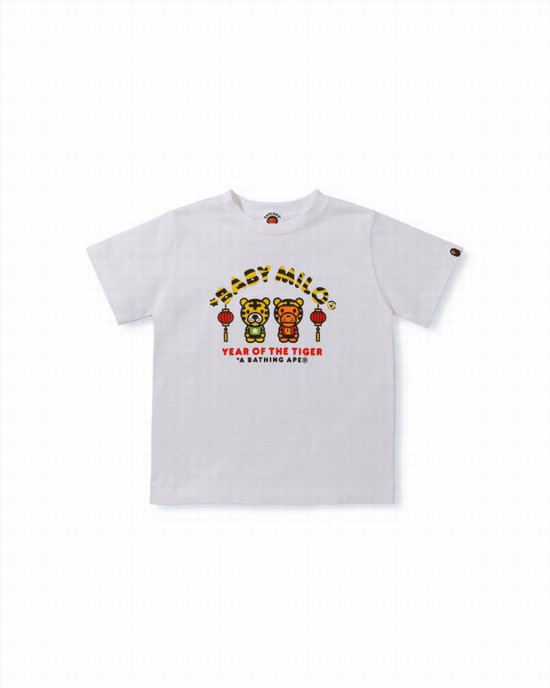 Camiseta Bape Year Of The Tiger Milo Niños Blancas | IAWCV-4027