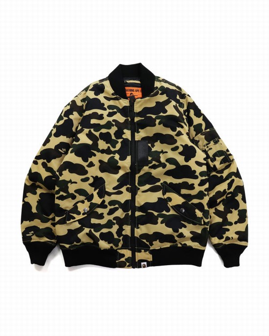 Chaquetas Bape 1st Camo Nylon Twill MA-1 Hombre Amarillo | KMZLN-1693