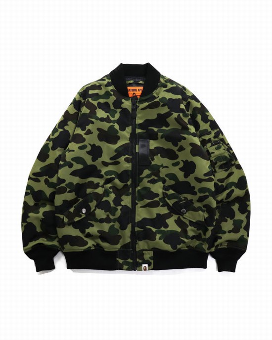 Chaquetas Bape 1st Camo Nylon Twill MA-1 Hombre Verde | RFAET-9014