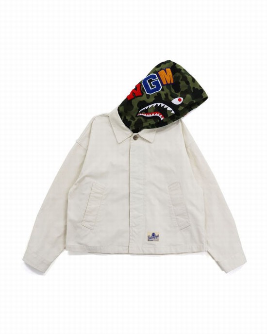 Chaquetas Bape 1st Camo Shark Hood Anchos Mujer Blancas | ILANZ-8952