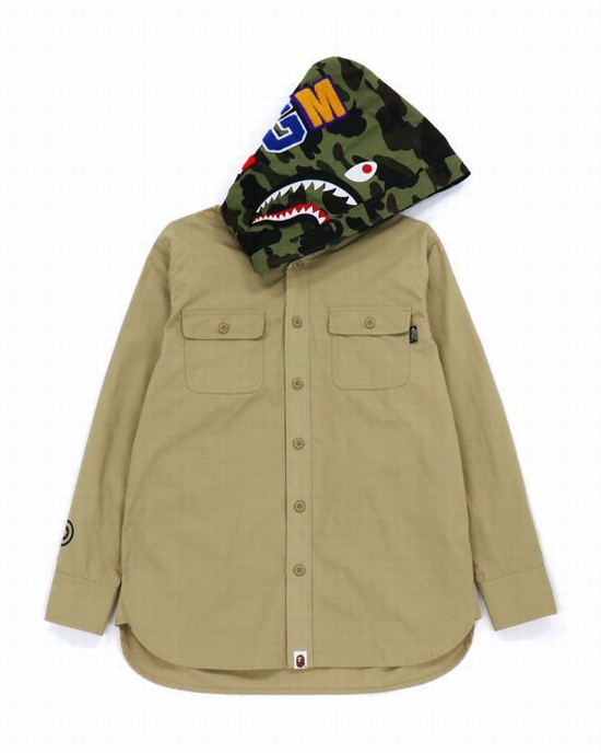 Chaquetas Bape 1st Camo Shark Mujer Beige | PUNLF-4986