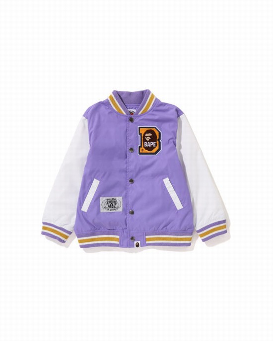 Chaquetas Bape Ape Head B Patch Varsity Niños Moradas | NAGHP-4812