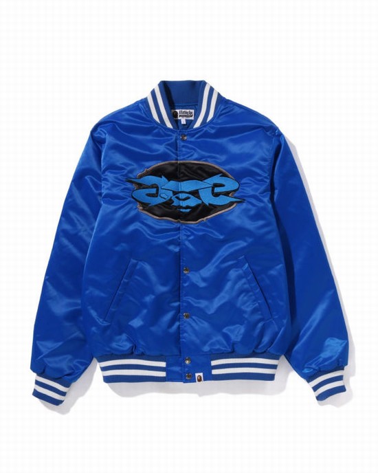 Chaquetas Bape Ape Relaxed Fit Nylon Varsity Hombre Azules | NWDFI-3817