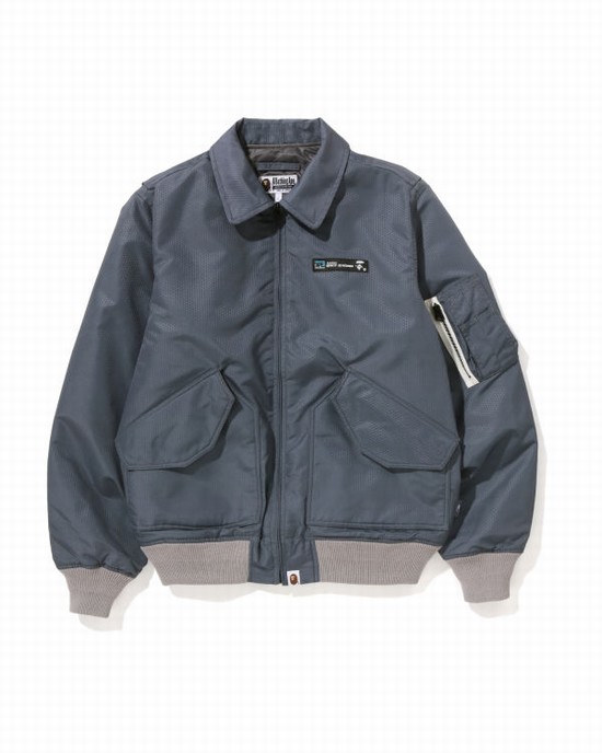 Chaquetas Bape Honeycomb Ripstop Bomber Hombre Gris | TXPWA-3805