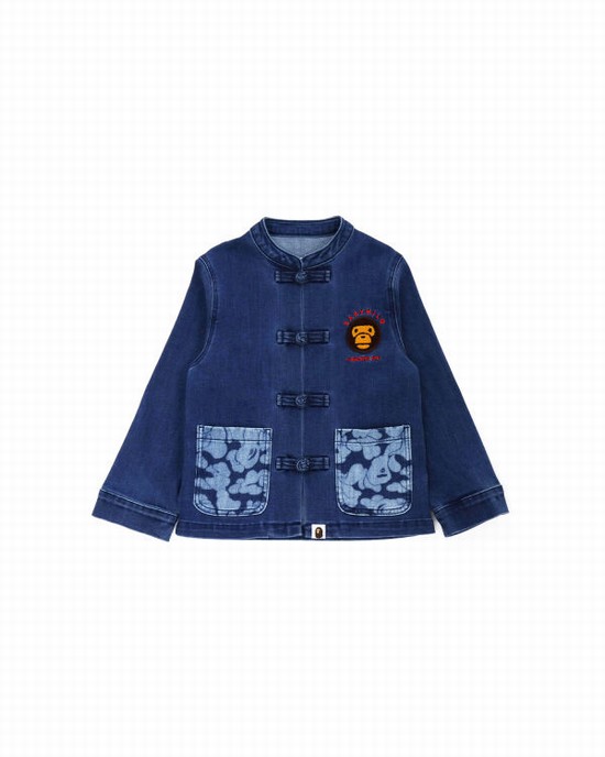 Chaquetas Bape Milo Patch Jersey Denim Niños Azules | DEYGO-6081