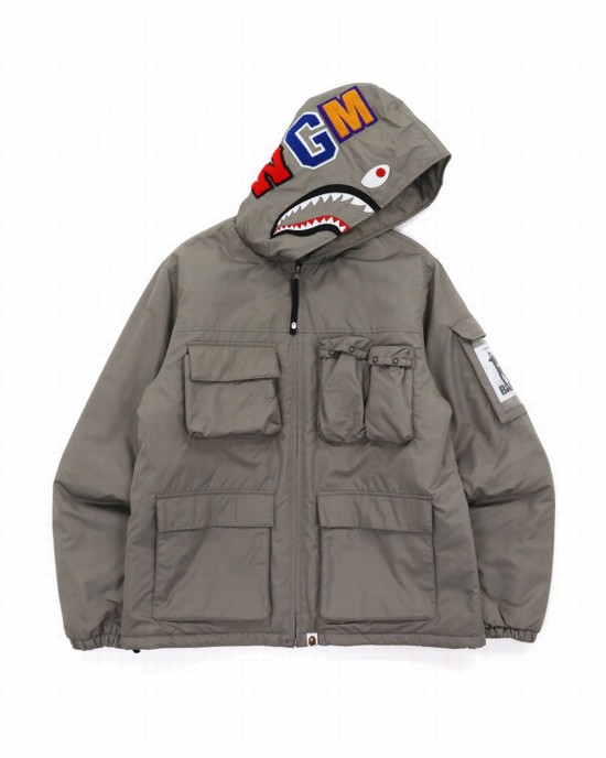 Chaquetas Bape Mulit Pocket Shark Hombre Gris | MKRFE-9107