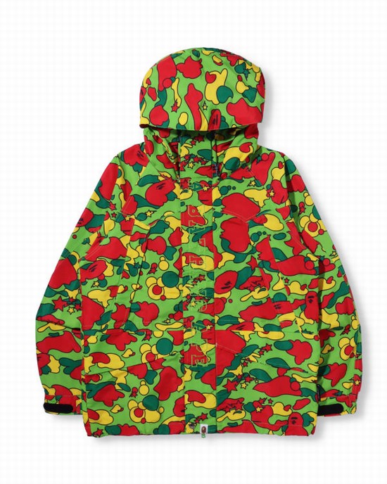 Chaquetas Bape STA Camo Snowboard Hombre Verde Rojas Amarillo | TRIEF-0389