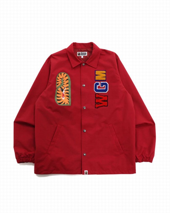 Chaquetas Bape Shark Coach Hombre Rojas Claro | KDNWJ-0147