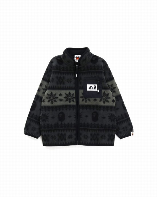 Chaquetas Bape Snow Pattern Stand Collar Niños Negras | WZFDA-9872