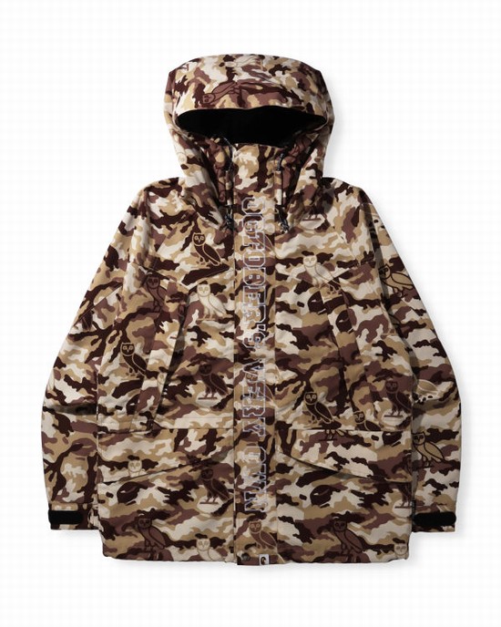 Chaquetas Bape X OVO Woodland Camo Snowboard Hombre Beige | NUEIX-9421