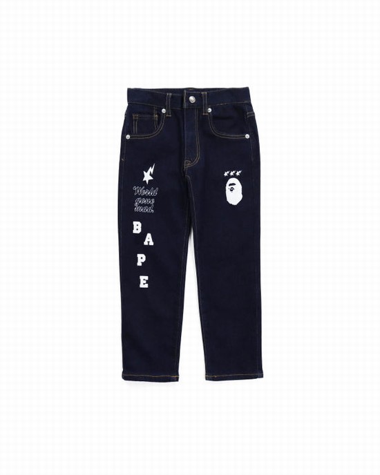 Jeans Bape Multi Print Niños Azules | RXPSK-7802