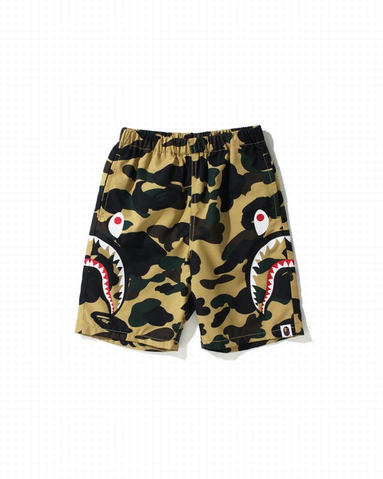 Pantalones Cortos Bape 1st Camo Side Shark Beach Niños Amarillo | NXZTR-0654