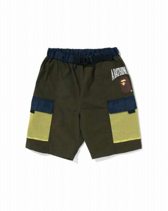 Pantalones Cortos Bape Mesh Pocket Niños Verde Oscuro | RMUKL-1869